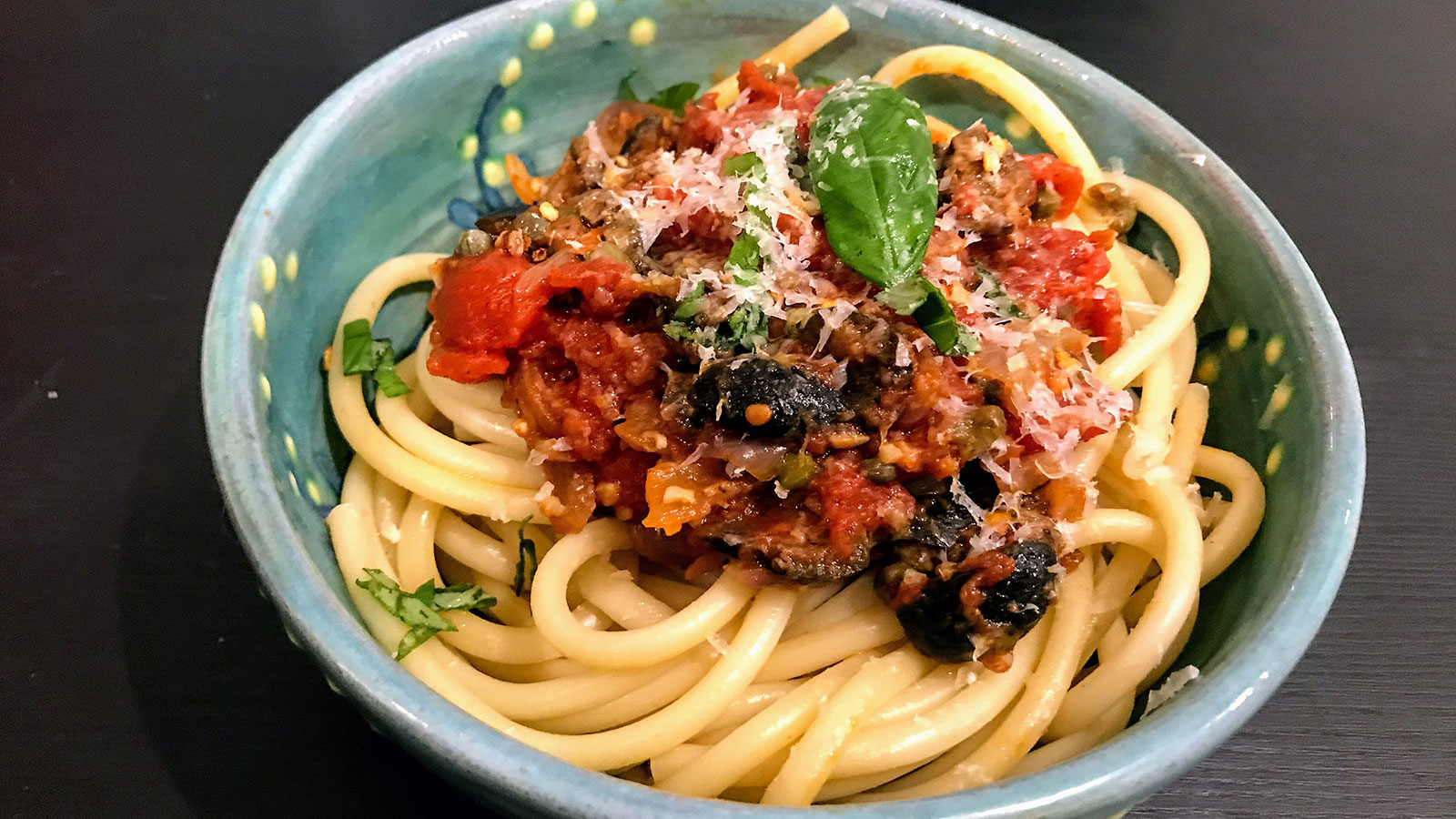 8 & 20 Recipe Pasta Puttanesca with a Southern Italian Red Wine (Wine